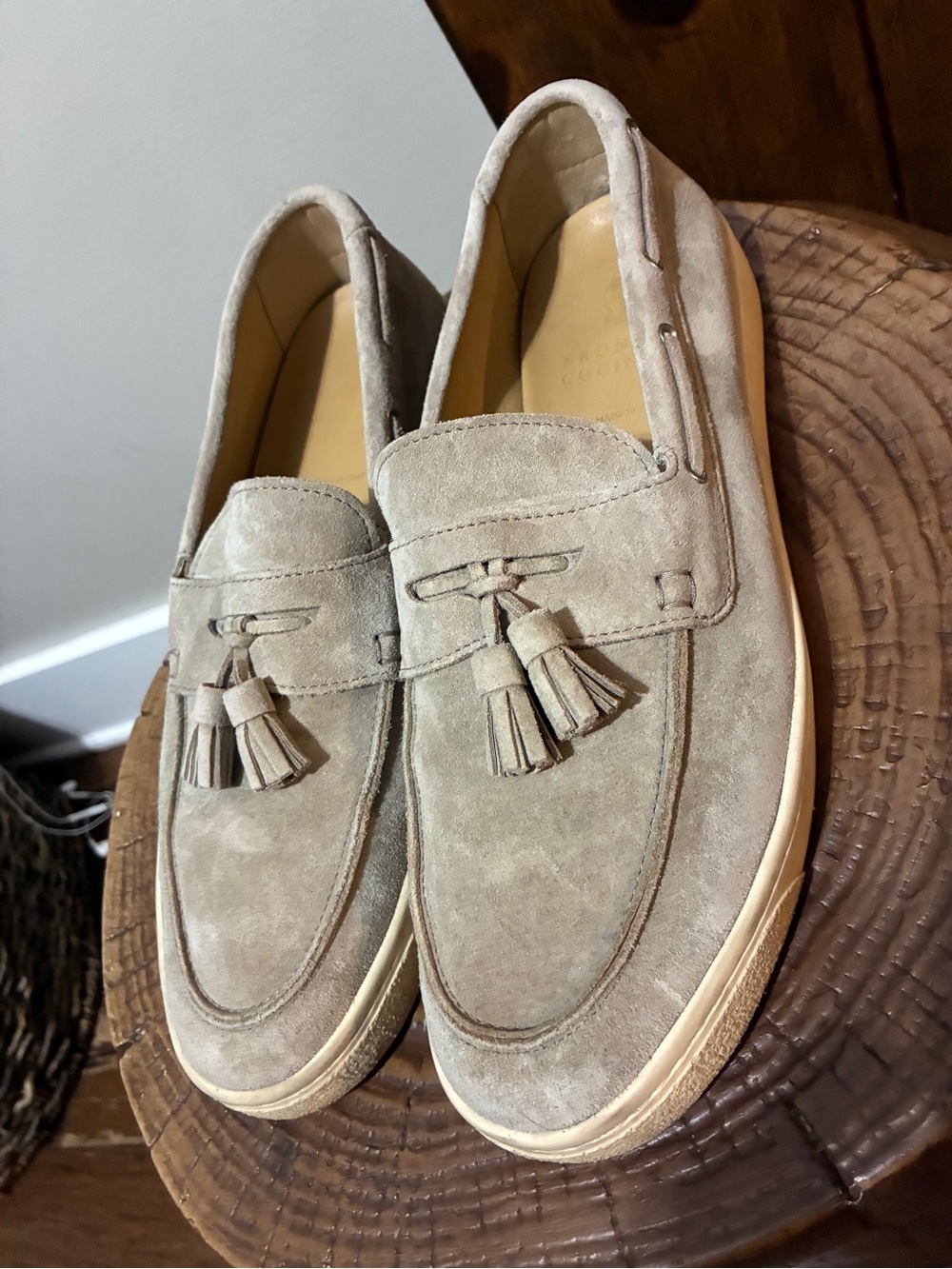 BRUNELLO CUCINELLI Men’s Hybrid Suede Loafers Beige 42 / 9 US Made In Italy - Picture 2 of 11